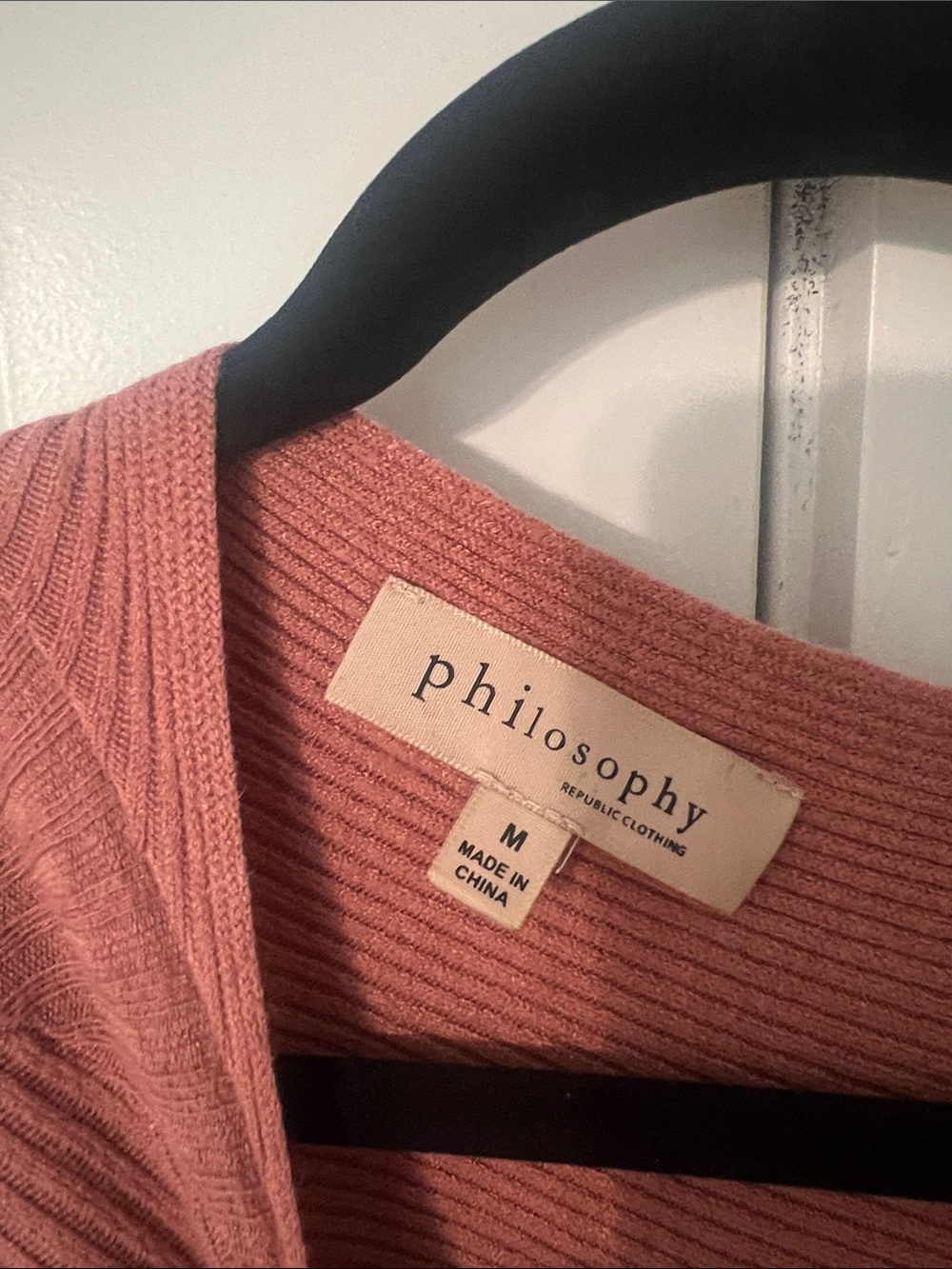 Philosophy Off-the-Shoulder Ribbed Sweater - Rust - Picture 2 of 3